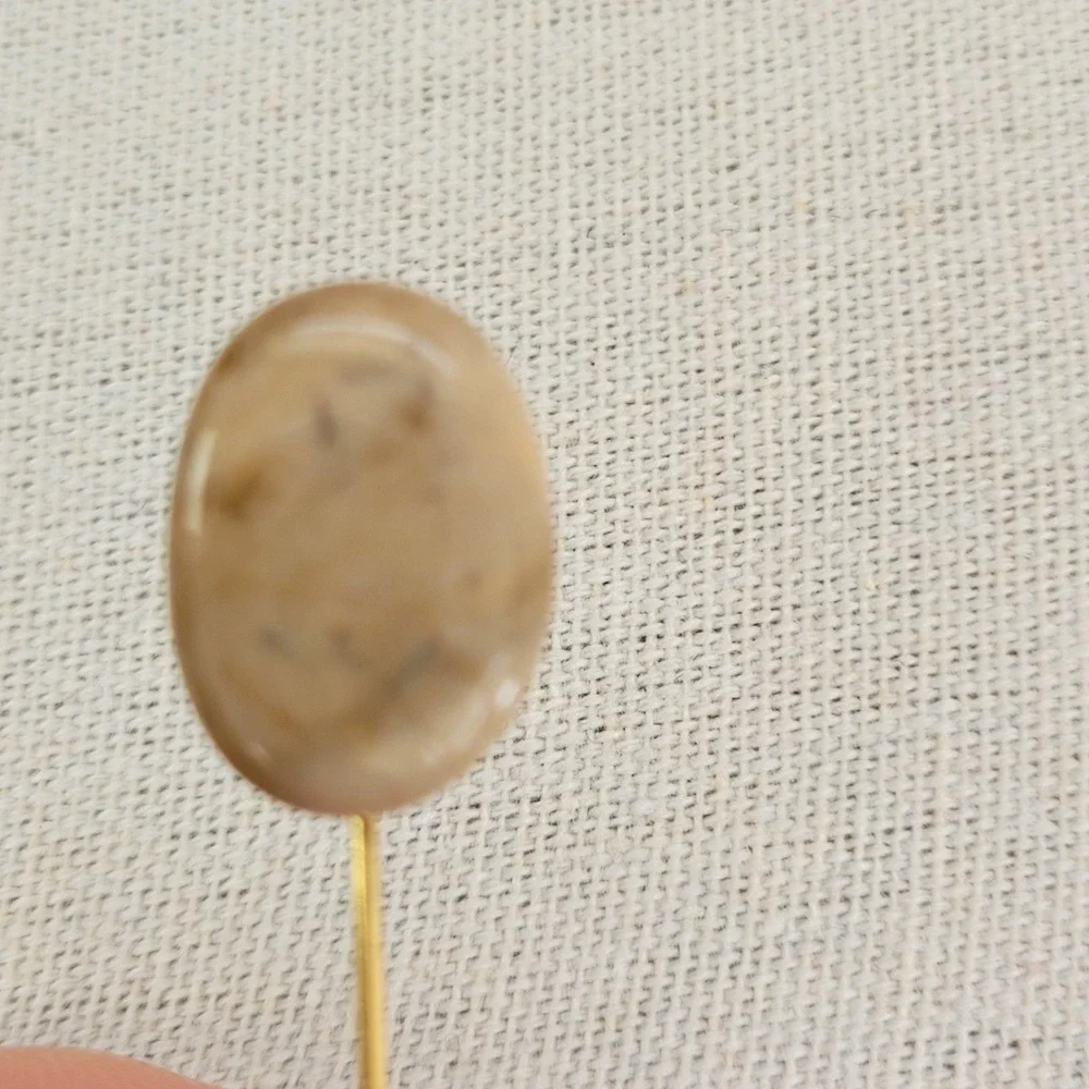 Vintage Gold Tone Stick Pin Ladybug Beetle and Faux‎ Stone Agate Stone